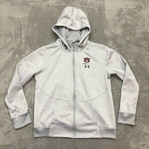 Auburn University Under Armour Jacket Men M Gray Fullzip Hooded Hoodie College